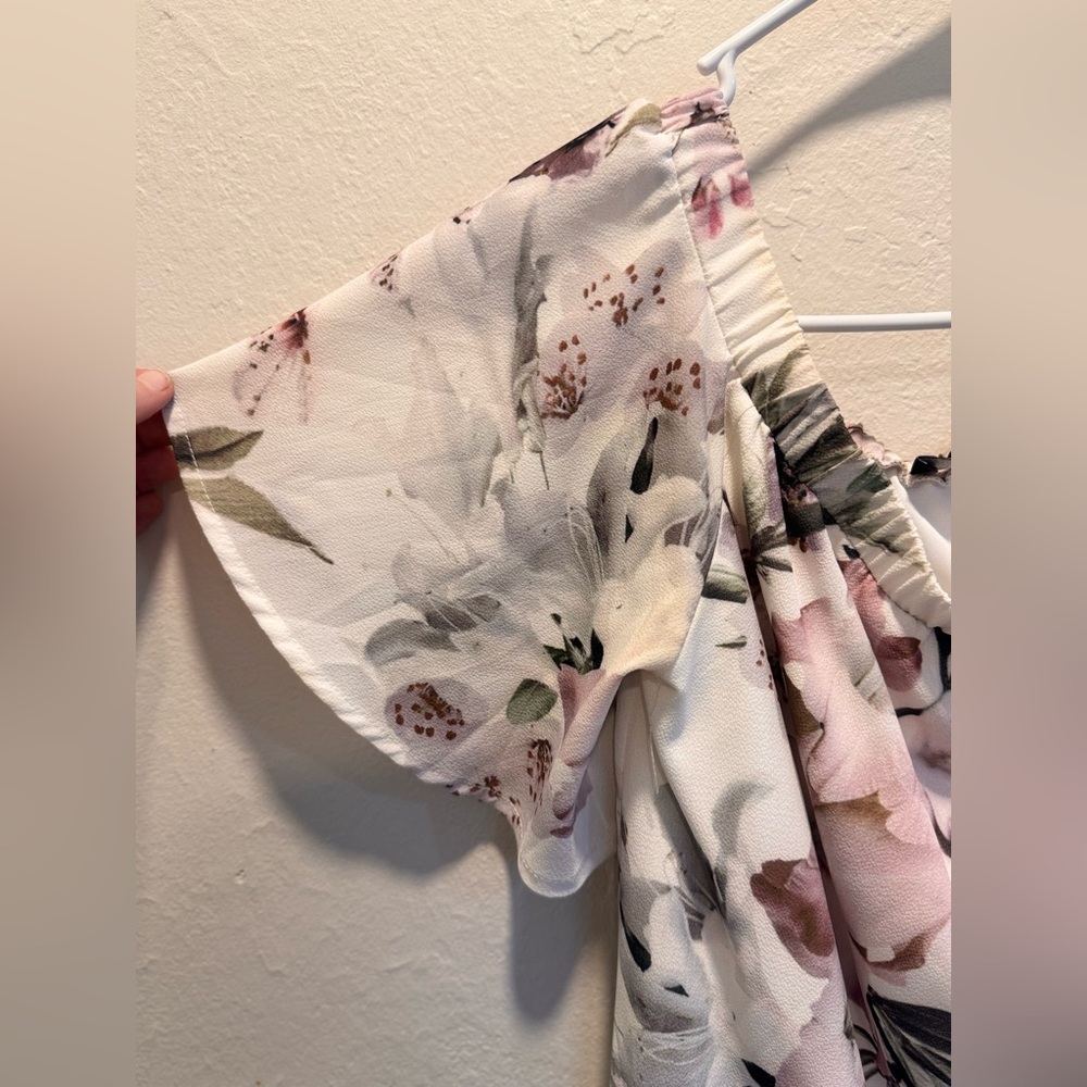 Lulu’s Dream of You Ivory Floral Print Off-the-Shoulder Shift Dress Medium M - Picture 4 of 9